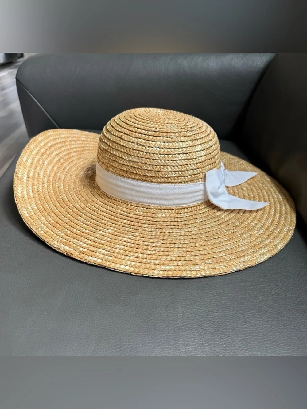 Janie and Jack White Bow Straw Sun Hat Size 2T-3 Years New